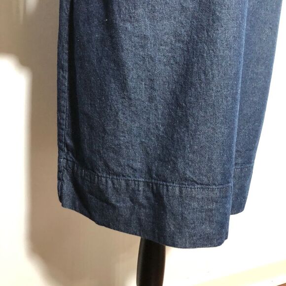 Draper James Dress Womens 6 Blue Chambray Ruffle Shift Flutter Sleeves Preppy - Picture 7 of 16